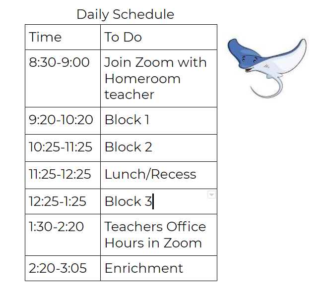 Virtual Learning Schedule